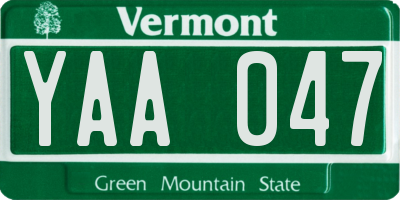 VT license plate YAA047
