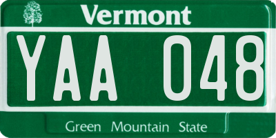 VT license plate YAA048