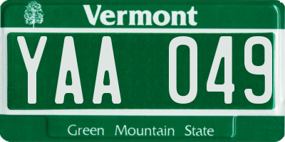 VT license plate YAA049