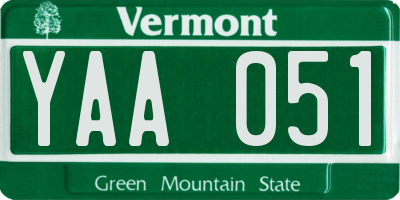 VT license plate YAA051