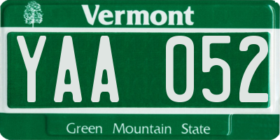VT license plate YAA052