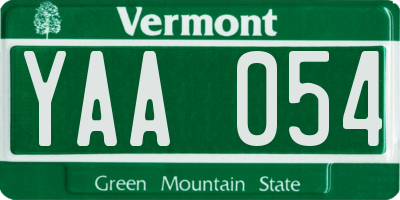 VT license plate YAA054