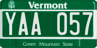 VT license plate YAA057