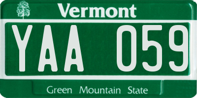 VT license plate YAA059
