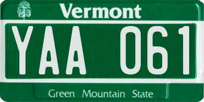 VT license plate YAA061