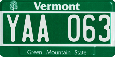 VT license plate YAA063