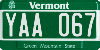 VT license plate YAA067