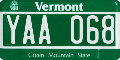 VT license plate YAA068