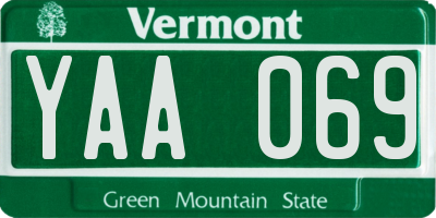 VT license plate YAA069
