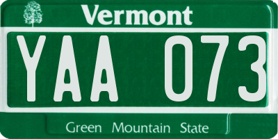 VT license plate YAA073