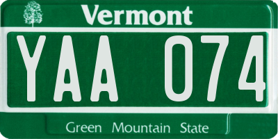VT license plate YAA074