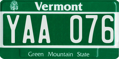 VT license plate YAA076