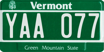 VT license plate YAA077