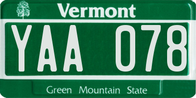 VT license plate YAA078