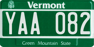 VT license plate YAA082