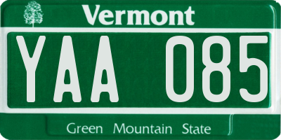 VT license plate YAA085