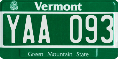 VT license plate YAA093