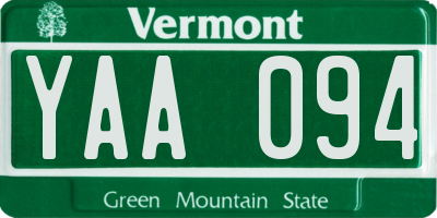 VT license plate YAA094
