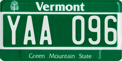 VT license plate YAA096