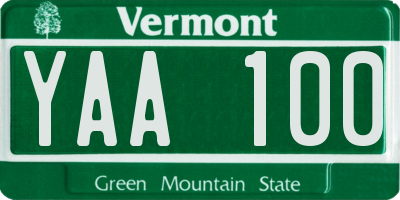VT license plate YAA100
