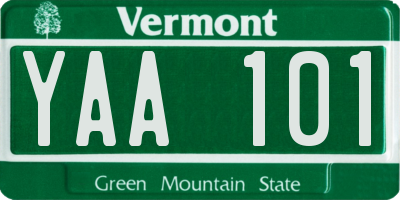 VT license plate YAA101