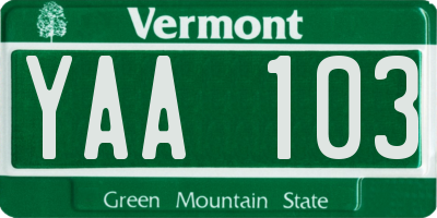 VT license plate YAA103