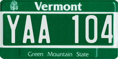 VT license plate YAA104