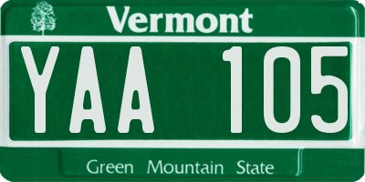 VT license plate YAA105