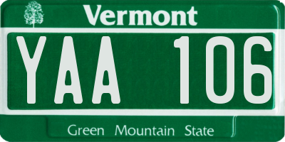 VT license plate YAA106