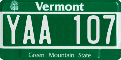 VT license plate YAA107