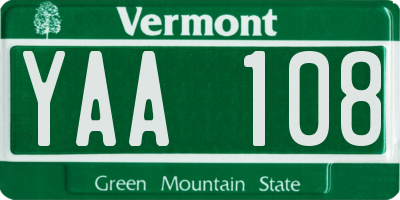 VT license plate YAA108