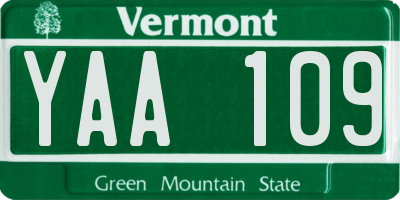 VT license plate YAA109