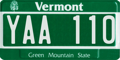 VT license plate YAA110