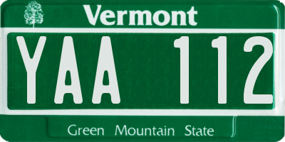 VT license plate YAA112