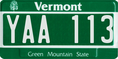 VT license plate YAA113