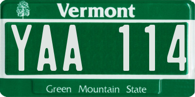 VT license plate YAA114