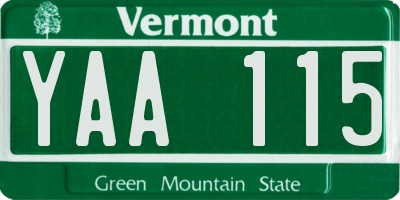 VT license plate YAA115
