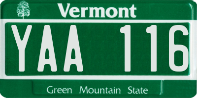 VT license plate YAA116
