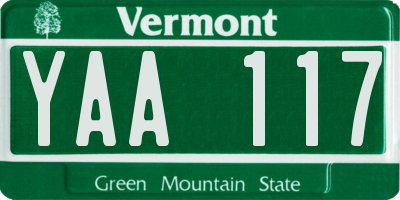 VT license plate YAA117