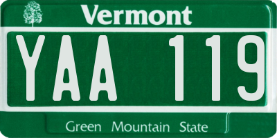 VT license plate YAA119