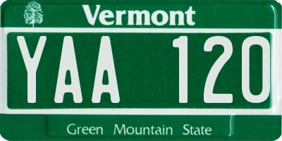 VT license plate YAA120