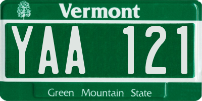 VT license plate YAA121