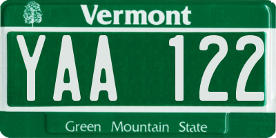 VT license plate YAA122