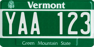 VT license plate YAA123