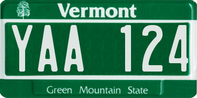 VT license plate YAA124