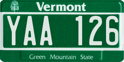 VT license plate YAA126
