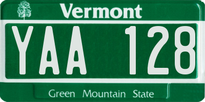 VT license plate YAA128