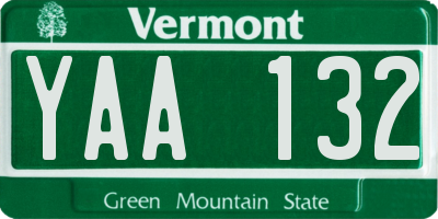VT license plate YAA132
