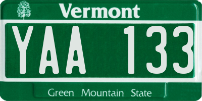 VT license plate YAA133