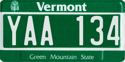 VT license plate YAA134